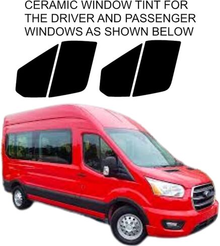 صبغة سيراميك مسبقة القطع لسيارة Ford Transit 350 High Roof 2015-2025 لمنع أكثر من 99% من الأشعة فوق البنفسجية الضارة بسمك 2 مل، ورفض الحرارة الفائقة، لمسة نهائية احترافية (20% الكل) in Kuwait