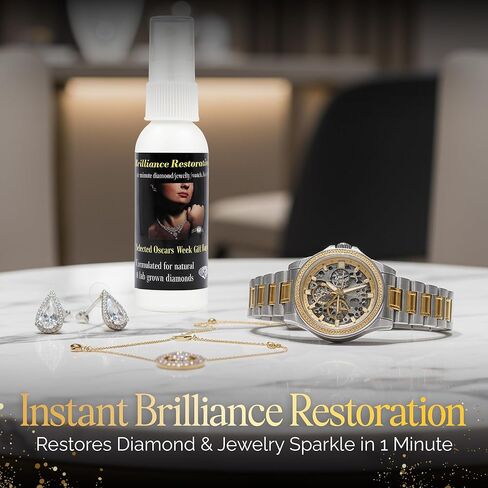 Brilliance Restoration Jewelry Cleaner Spray | Professional Diamond Cleaning Solution for Natural & Lab-Grown Diamond, CZ & Gemstone | 1-Minute Instant Shine | Removes Hard Water, Oils & Residue | 2oz in Saudi Arabia