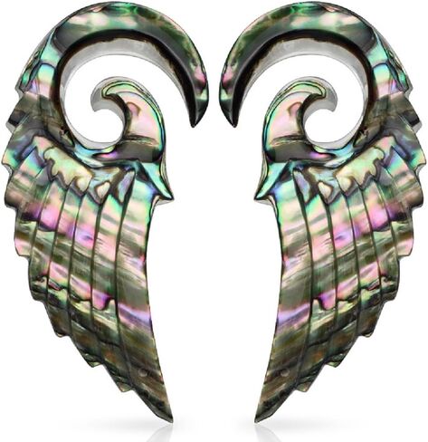 Earrings Rings 316L Organic Abalone Angelic Wing Hanging Taper 2g Spiral in Saudi Arabia