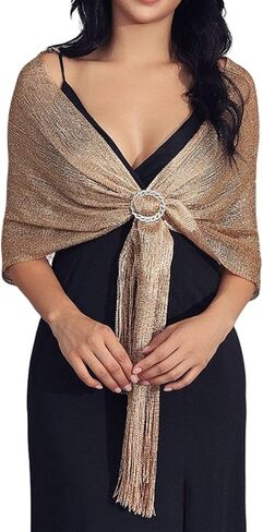 شالات وأغطية نسائية معدنية لامعة من Unicra لفساتين الحفلات المسائية مع إبزيم كريستالي in Kuwait