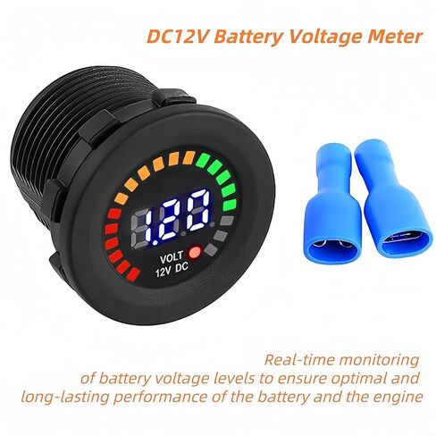 2PCS DC12V Battery Voltage Meter, LED Digital Display Car Voltmeter, IP65 Waterproof Voltage Tester Gauge for Automotive Boat Motorcycle Truck RV in Kuwait