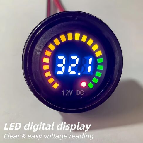 2PCS DC12V Battery Voltage Meter, LED Digital Display Car Voltmeter, IP65 Waterproof Voltage Tester Gauge for Automotive Boat Motorcycle Truck RV in Kuwait