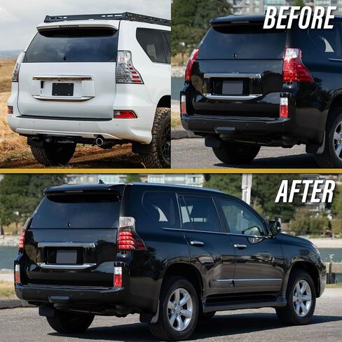USR 10-23 9700 مصباح خلفي SUV - مع زوج من 4 مصابيح LED (يسار + يمين) - متوافق مع جميع موديلات Lexus GX460 2010-2023 (OE F-SPORT STYLE BLACK HOUSING TAIL LIGHTS مع أسلاك ومصابيح LED) in Saudi Arabia