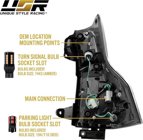 USR 10-23 9700 مصباح خلفي SUV - مع زوج من 4 مصابيح LED (يسار + يمين) - متوافق مع جميع موديلات Lexus GX460 2010-2023 (OE F-SPORT STYLE BLACK HOUSING TAIL LIGHTS مع أسلاك ومصابيح LED) in Saudi Arabia