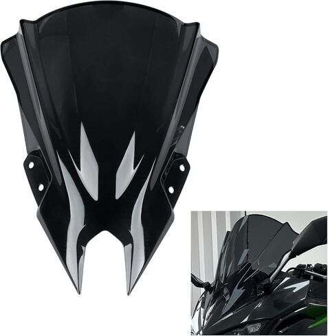 الزجاج الأمامي لـ NINJA500 SE 2024 2025 2026، PSLER واقي الرياح ذو الفقاعات المزدوجة لـ NINJA500 SE Ninja 500 2024 2025 2026 (15 بوصة أسود) in Kuwait