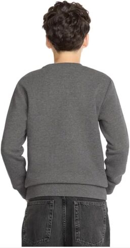 تي شيرت Calvin Klein للأولاد بأكمام طويلة بتصميم شعار French Terry Crewneck (الولايات المتحدة، ألفا، صغير، عادي، رمادي) in Saudi Arabia