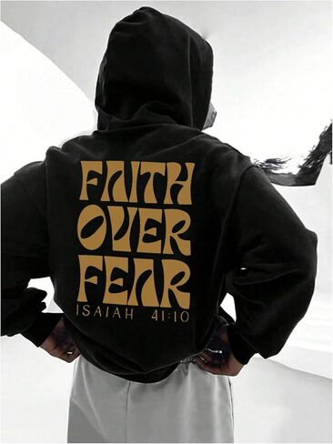 Floerns Boy's Faith Over Fear Hoodie Christian Graphic Long Sleeve Fall Outfit Religious Hooded Sweatshirts in Saudi Arabia