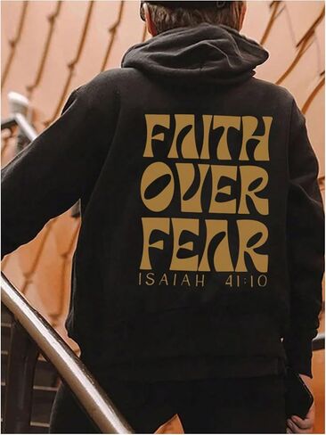 Floerns Boy's Faith Over Fear Hoodie Christian Graphic Long Sleeve Fall Outfit Religious Hooded Sweatshirts in Saudi Arabia