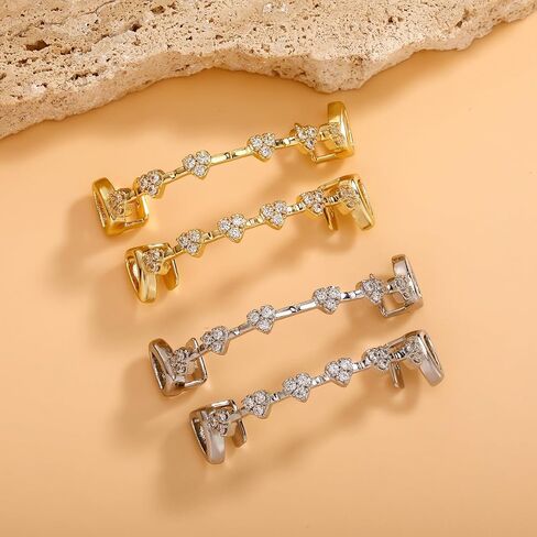 Luxurious and shiny street hip-hop trendy punk style copper heart-shaped tooth jewelry, inlaid with synthetic zirconia decoration, a daily trendy street rap accessory in Saudi Arabia