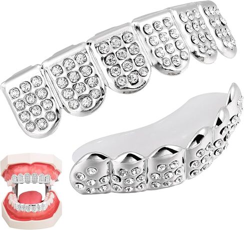 Milisten Rhinestone Shiny Teeth Decoration Upper and Lower Tooth Socket Jewelry Accessory for Halloween Costume Party Music Concert in Saudi Arabia