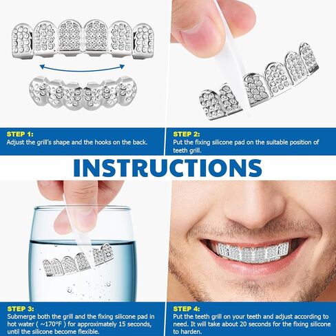Milisten Rhinestone Shiny Teeth Decoration Upper and Lower Tooth Socket Jewelry Accessory for Halloween Costume Party Music Concert in Saudi Arabia