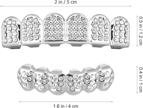 Milisten Rhinestone Shiny Teeth Decoration Upper and Lower Tooth Socket Jewelry Accessory for Halloween Costume Party Music Concert in Saudi Arabia