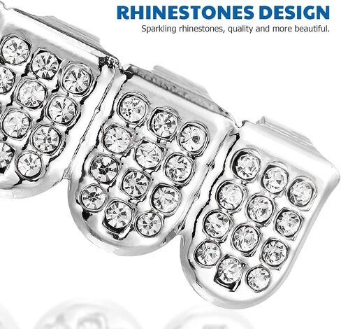 Milisten Rhinestone Shiny Teeth Decoration Upper and Lower Tooth Socket Jewelry Accessory for Halloween Costume Party Music Concert in Saudi Arabia