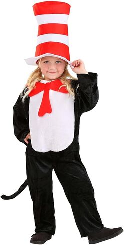 Toddler The Cat in the Hat Costume - Jumpsuit, Detachable Tail, and Hat, Officially Licensed in Saudi Arabia