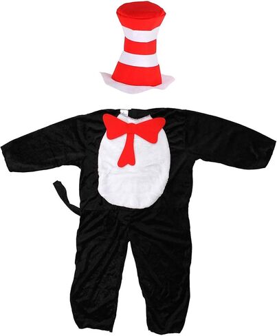 Toddler The Cat in the Hat Costume - Jumpsuit, Detachable Tail, and Hat, Officially Licensed in Saudi Arabia