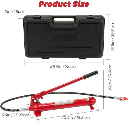 طقم طاقة بورتا هيدروليكي 12 طن لإصلاح إطار هيكل السيارة - سعة 26,455 رطل، خرطوم 4.6 قدم، حقيبة تخزين - مجموعة شديدة التحمل للسيارة والشاحنات وصيانة المرآب in Kuwait