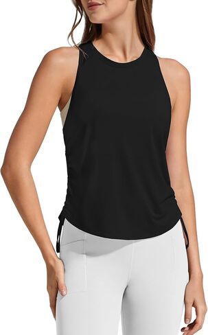 G4Free Racerback Women Workout Tank Tops Ruch Side High Neck Muscle Tops for Gym Athletic Yoga in Saudi Arabia