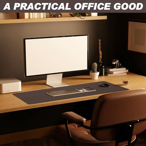 Tegeme Leather Desk Mat Large Desk Pad 35.4 x 15.7 Inch Non Slip Table Protector with Stitched Edges and Rubber Base Dark Brown Stylish Workspace Accessory Laptop Mat Smooth Writing for Home Office in Saudi Arabia