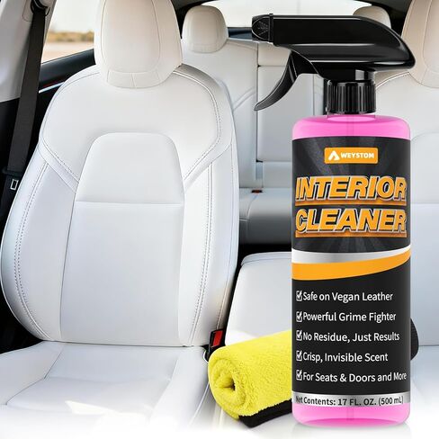 منظف ​​داخلي وبخاخ للعناية بالمقاعد لسيارة تيسلا - مزيل البقع آمن على الجلد النباتي باللونين الأبيض والأسود، ووحدة التحكم ولوحة القيادة، وينعش المقاعد - متوافق مع موديلات 3، وY، وS، وX، وإكسسوارات Cybertruck 2025/2026 in Kuwait