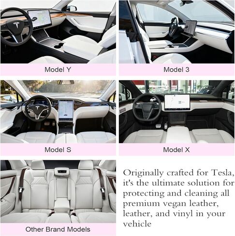 منظف ​​داخلي وبخاخ للعناية بالمقاعد لسيارة تيسلا - مزيل البقع آمن على الجلد النباتي باللونين الأبيض والأسود، ووحدة التحكم ولوحة القيادة، وينعش المقاعد - متوافق مع موديلات 3، وY، وS، وX، وإكسسوارات Cybertruck 2025/2026 in Kuwait