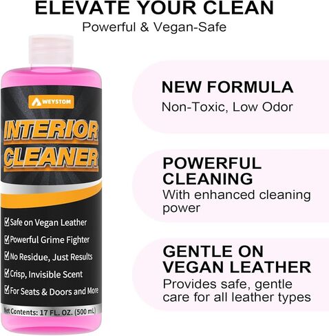 منظف ​​داخلي وبخاخ للعناية بالمقاعد لسيارة تيسلا - مزيل البقع آمن على الجلد النباتي باللونين الأبيض والأسود، ووحدة التحكم ولوحة القيادة، وينعش المقاعد - متوافق مع موديلات 3، وY، وS، وX، وإكسسوارات Cybertruck 2025/2026 in Kuwait