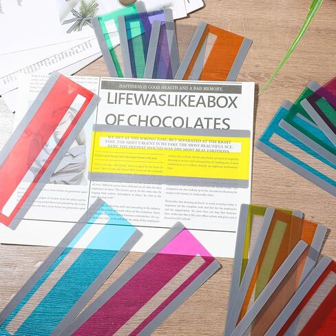 16 Pcs Guided Reading Strips Colored Highlight Overlays Bookmark Reading Guide Line Trackers Teacher Educational Supply Assistant Tools for Classroom Dyslexia Kids in Saudi Arabia