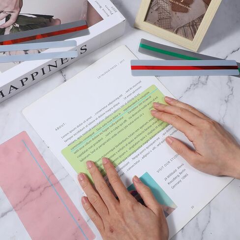 16 Pcs Guided Reading Highlight Strips, Colored Overlays Bookmarks Highlight Strips Overlays Reading Bookmark Readings Line Guiding for Reduce Visual Stress(2 Styles, 8 Colors Each) in Saudi Arabia