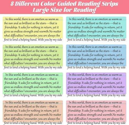 8PCS Guided Reading Highlight Strips,Shimmeroo Dyslexia Overlays Reading Tools Readings Tracker with Line,Colored Overlays for Dyslexia,Visual Strain in Saudi Arabia