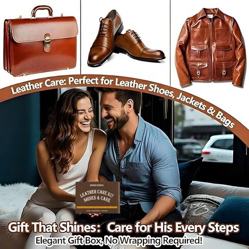 12 PCS Leather Care Kit - Horsehair Brushes,Saddle Soap,Waterproofing Wax,Mink Oil ,Polishing Cloth,Microfiber cloth,Boot Shoe Shine Cleaning Kit Gift for Men Cowboy Husband Dad birthdays Festive in Saudi Arabia