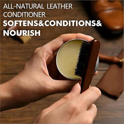 12 PCS Leather Care Kit - Horsehair Brushes,Saddle Soap,Waterproofing Wax,Mink Oil ,Polishing Cloth,Microfiber cloth,Boot Shoe Shine Cleaning Kit Gift for Men Cowboy Husband Dad birthdays Festive in Saudi Arabia