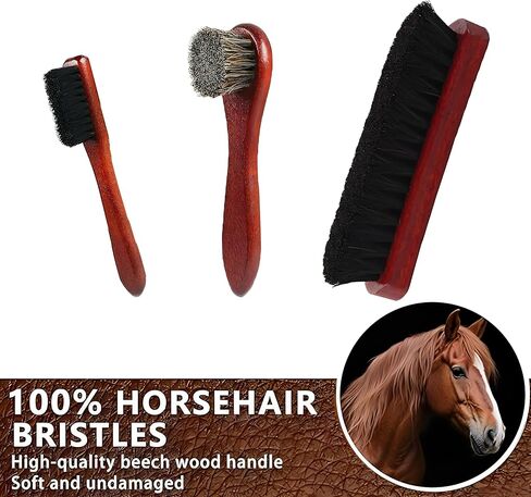 12 PCS Leather Care Kit - Horsehair Brushes,Saddle Soap,Waterproofing Wax,Mink Oil ,Polishing Cloth,Microfiber cloth,Boot Shoe Shine Cleaning Kit Gift for Men Cowboy Husband Dad birthdays Festive in Saudi Arabia