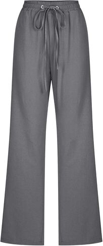 Linen Pants Women Spring Summer Dressy Casual High Waisted Drawstring Pant Cotton Straight Leg Lounge Trousers in Saudi Arabia