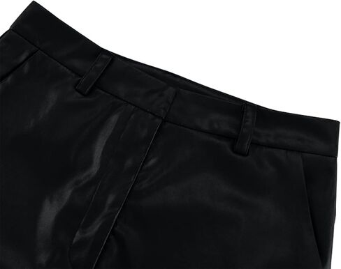 Leather Pants for Women Stretch Retro Faux Leather Pants with Pocket High Waisted Straight Leg Pleather Trousers in Saudi Arabia