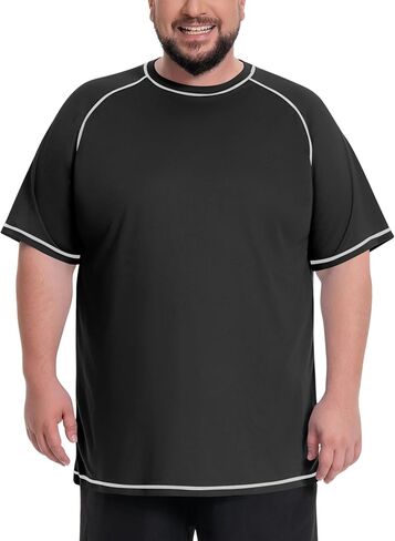 Mens Big and Tall Swim Shirt UPF 50+ Rash Guard Sun Protection Short Sleeve Quick Dry Fishing T-Shirt(2XL-8XL) in Saudi Arabia