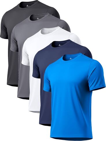 ZITY 5 Packs Men's UPF 50+ Sun Protection T-Shirts Workout Fishing Swimming Rash Guard Fast Dry Breathable Shirt in Saudi Arabia