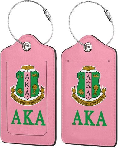 2 Pcs Black Girl AKA Sorority Leather Luggage Tags, Sorority Paraphernalia Suitcase Identifiers for Women Girls-Style 2 in Saudi Arabia