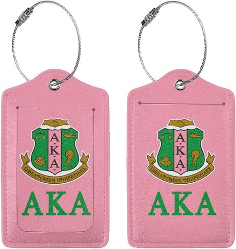 2 Pcs Black Girl AKA Sorority Leather Luggage Tags, Sorority Paraphernalia Suitcase Identifiers for Women Girls-Style 2 in Saudi Arabia