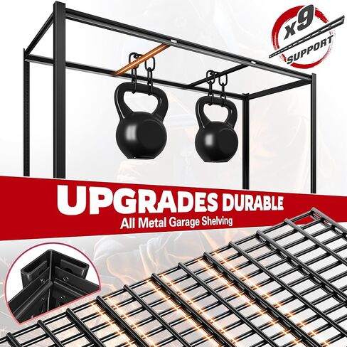 رفوف المرآب REIBII 60 بوصة، وحدات رفوف معدنية 3000 رطل، أرفف تخزين 6 طبقات، رفوف شديدة التحمل قابلة للتعديل ورف تخزين للمستودع، مخزن المؤن، الطابق السفلي، 60 بوصة عرض × 84 بوصة ارتفاع × 24 بوصة عمق in Kuwait