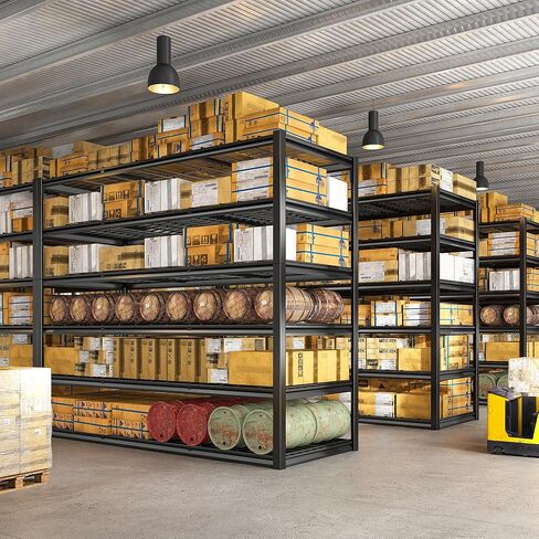 رفوف المرآب REIBII 60 بوصة، وحدات رفوف معدنية 3000 رطل، أرفف تخزين 6 طبقات، رفوف شديدة التحمل قابلة للتعديل ورف تخزين للمستودع، مخزن المؤن، الطابق السفلي، 60 بوصة عرض × 84 بوصة ارتفاع × 24 بوصة عمق in Kuwait