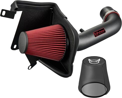 مدخل هواء بارد من EVIL ENERGY متوافق مع 2007-2011 Jeep Wrangler JK 3.8L، يزيد من قوة الحصان وأداء السحب والتسارع، ويشمل درع الحرارة والفلتر المسبق، أسود in Kuwait