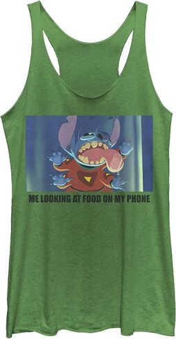 قميص Lilo & Stitch Me Looking at Food on My Phone Meme Racerback للسيدات in Kuwait