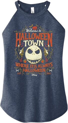 Disney The Nightmare Before Christmas - Halloween Town Sign - Juniors High Neck Tank Top in Saudi Arabia