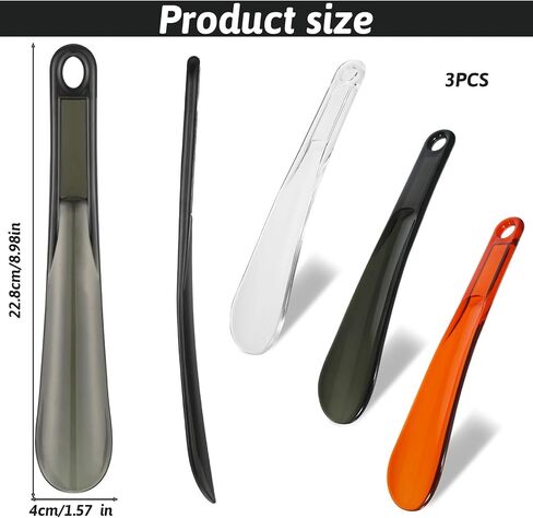 Shoe Horn Long Handled 9 In Plastic Shoe Horns With Hang Hole Travel Shoes Helper Lightweight Shoes Spoon for Home Men Women Seniors Accessories 3 Colors 3Pcs in Saudi Arabia
