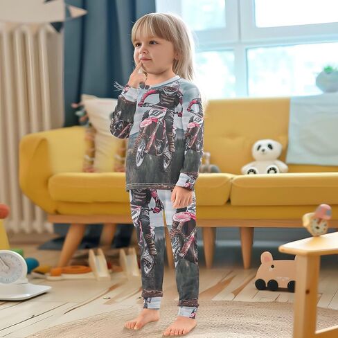 Cotton Pajama Set, PJ Sets Para Niños Long Sleeve Sleepwear, 18M-8Y in Saudi Arabia