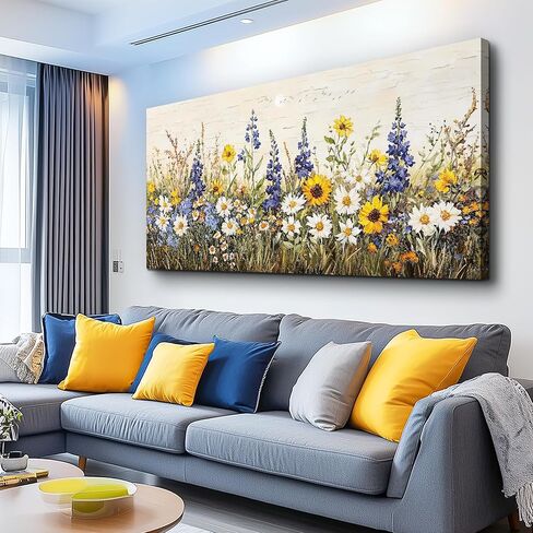 erqinhua مزرعة جدار الفن لغرفة المعيشة قماش جدار ديكور لغرفة النوم مكتب غرفة الطعام ديكور بوهو لوحات الطباعة الزهور المائية جدار الصور جاهزة لتعليق ديكور المنزل الأسرة 20 "x40" in Kuwait