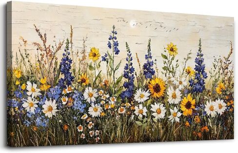 erqinhua مزرعة جدار الفن لغرفة المعيشة قماش جدار ديكور لغرفة النوم مكتب غرفة الطعام ديكور بوهو لوحات الطباعة الزهور المائية جدار الصور جاهزة لتعليق ديكور المنزل الأسرة 20 "x40" in Kuwait