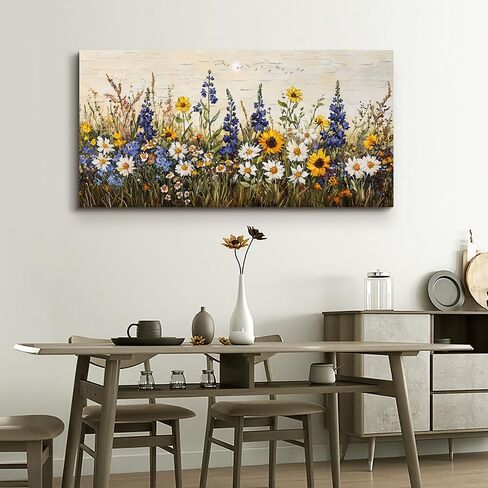 erqinhua مزرعة جدار الفن لغرفة المعيشة قماش جدار ديكور لغرفة النوم مكتب غرفة الطعام ديكور بوهو لوحات الطباعة الزهور المائية جدار الصور جاهزة لتعليق ديكور المنزل الأسرة 20 "x40" in Kuwait