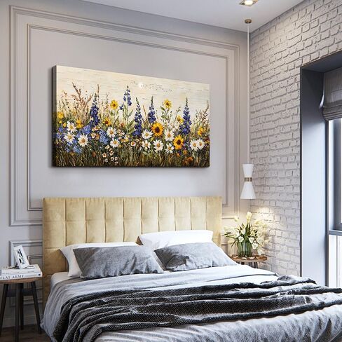 erqinhua مزرعة جدار الفن لغرفة المعيشة قماش جدار ديكور لغرفة النوم مكتب غرفة الطعام ديكور بوهو لوحات الطباعة الزهور المائية جدار الصور جاهزة لتعليق ديكور المنزل الأسرة 20 "x40" in Kuwait