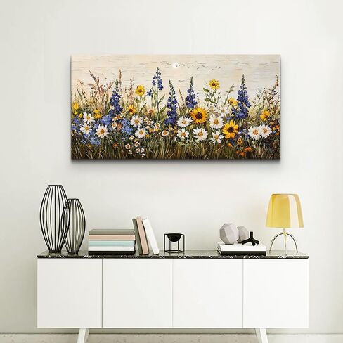 erqinhua مزرعة جدار الفن لغرفة المعيشة قماش جدار ديكور لغرفة النوم مكتب غرفة الطعام ديكور بوهو لوحات الطباعة الزهور المائية جدار الصور جاهزة لتعليق ديكور المنزل الأسرة 20 "x40" in Kuwait