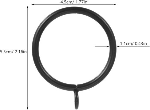 PRETYZOOM 44pcs Black Iron Curtain Rod Rings with Eyelets for 1.5 Inch Inner Diameter Rods, Smooth Sliding Drapery Rings for Window Curtains and Home Décor in Saudi Arabia